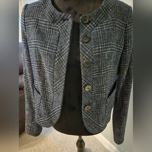 Brooks Brothers 8 blue silver blazer jacket luxury stretch